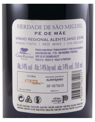 HERDADE DE SÃO MIGUEL PÉ DE MÃE TINTO 2018 -...