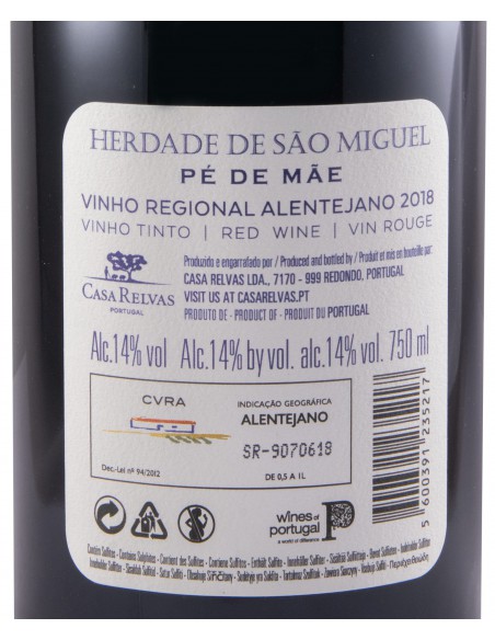 HERDADE DE SÃO MIGUEL PÉ DE MÃE TINTO 2018 - Casa Relvas