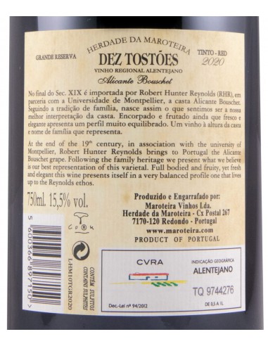 Dez Tostões Grande Reserva Tinto 2020 -Herdade...