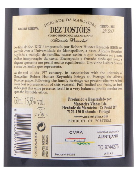 Dez Tostões Grande Reserva Tinto 2020 -Herdade da Maroteira